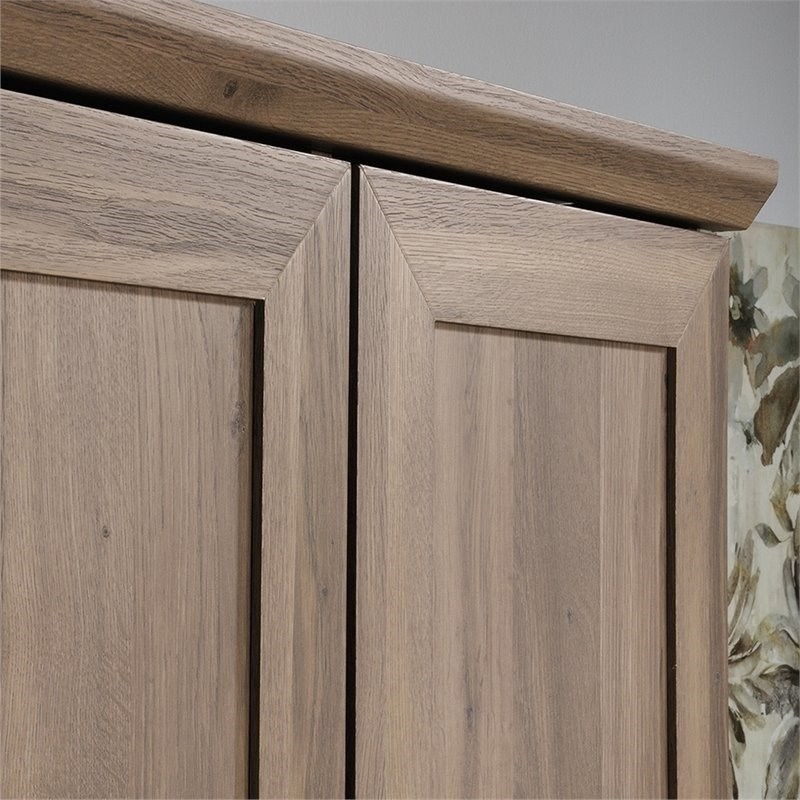 Pemberly Row Traditional Engineered Wood 3-Shelf Storage Cabinet in Salt Oak