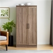 Pemberly Row Traditional Engineered Wood 3-Shelf Storage Cabinet in Salt Oak