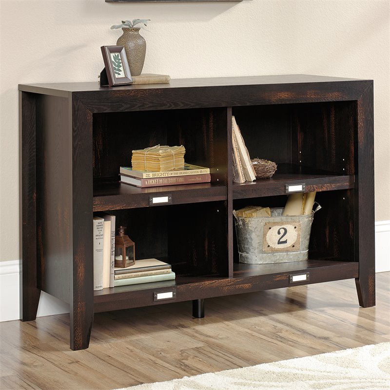 Pemberly Row 4 Cubby Console Table In Char Pine Pr 1712031 Pemberly Row 4 Cubby Console Table In