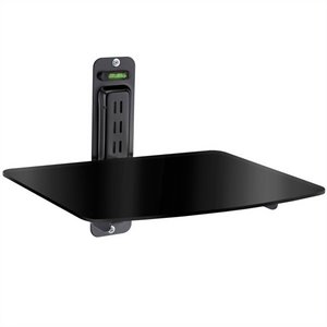 pemberly row single dvd component shelf for flat screen tv in black