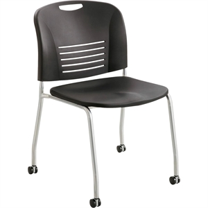 Pemberly Row Straight Leg Stacking Chair in Black (Set of 2)