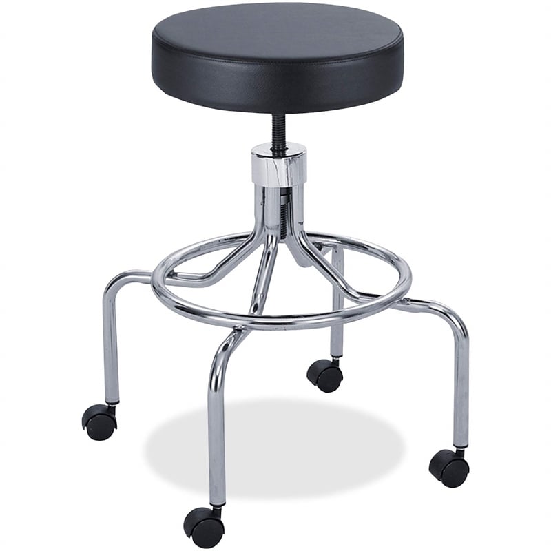 Pemberly Row Lab/Drafting Chair with High Base and Screw Lift in Black