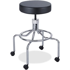 Pemberly Row Lab/Drafting Chair with High Base and Screw Lift in Black