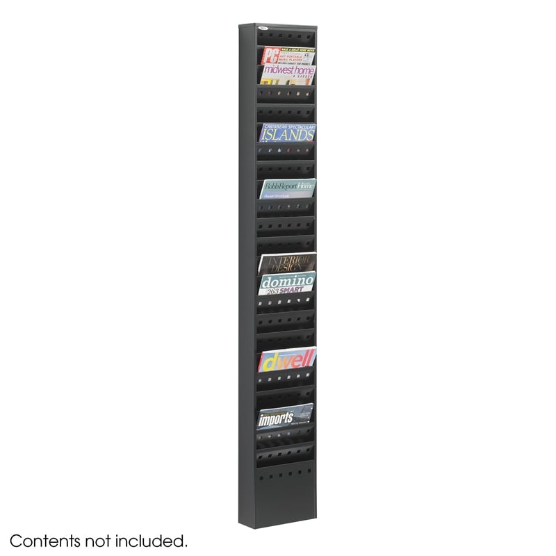 Pemberly Row 23-Pocket Steel Magazine Rack in Black