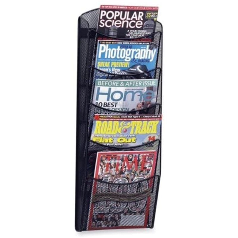 Pemberly Row 5 Pocket Black Magazine Rack
