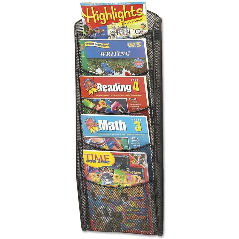 Pemberly Row 5 Pocket Black Magazine Rack