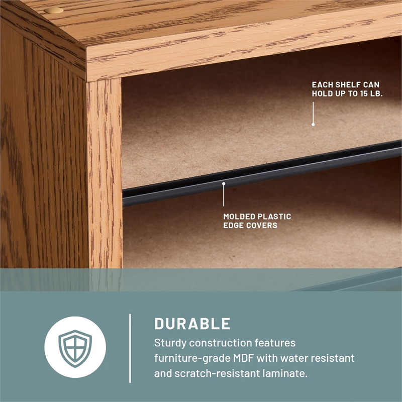 Pemberly Row Medium Oak Wood Adjustable 32 Compartment File Organizer