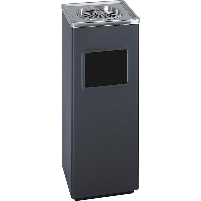 Pemberly Row Modern Metal Black Square Ash And Trash Receptacle in Black