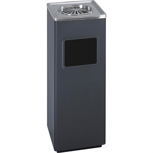 Pemberly Row Modern Metal Black Square Ash And Trash Receptacle in Black
