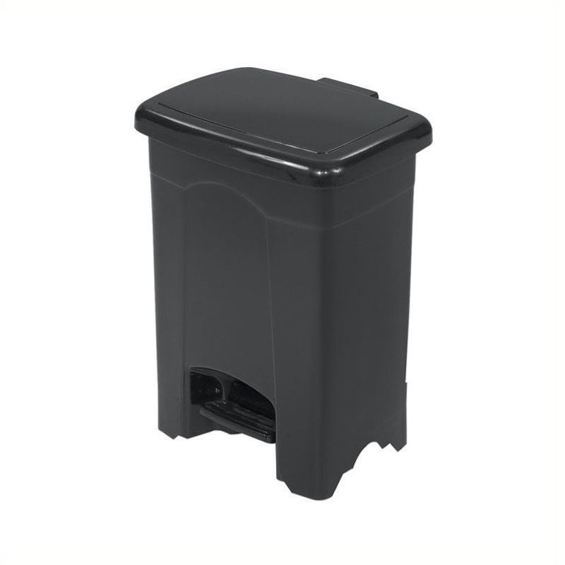 Pemberly Row Plastic 4 Gallon Step-On Trash Can in Black
