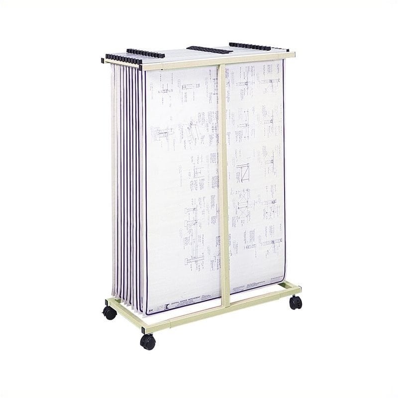 Pemberly Row Mobile Vertical Metal File Stand in Tropic Sand