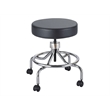 Pemberly Row Black Lab Faux Leather Drafting Chair with Manual Low Base