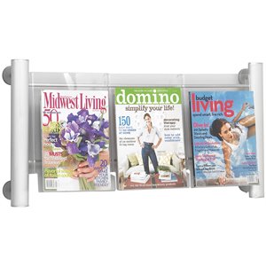 pemberly row 3 pocket magazine rack in silver
