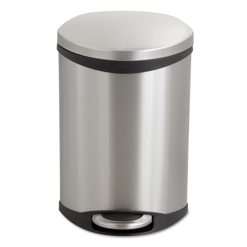Pemberly Row Modern Stainless Steel 3 Gallon Receptacle in Gray