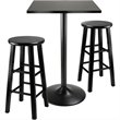 Pemberly Row 3-Piece Transitional Wood/Metal Pub Set in Black