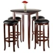Pemberly Row 5-Piece Round Transitional Solid Wood Pub Set in Antique Walnut