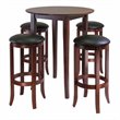 Pemberly Row 5-Piece Round Transitional Solid Wood Pub Set in Antique Walnut