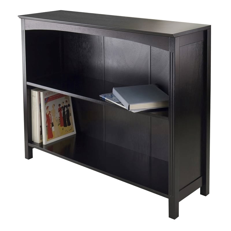 Pemberly Row 3-Tier Transitional Solid Wood Storage Shelf/Bookcase in Espresso