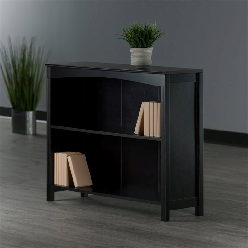 Pemberly Row 3-Tier Transitional Solid Wood Storage Shelf/Bookcase in Espresso