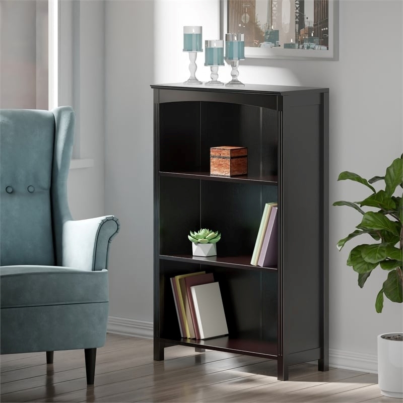 Pemberly Row 4-Tier Transitional Solid Wood Storage Shelf/Bookcase in Espresso