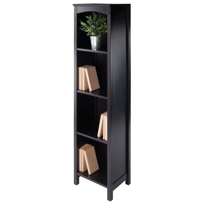 Pemberly Row 5-Tier Transitional Solid Wood Storage Shelf/Bookcase in Espresso