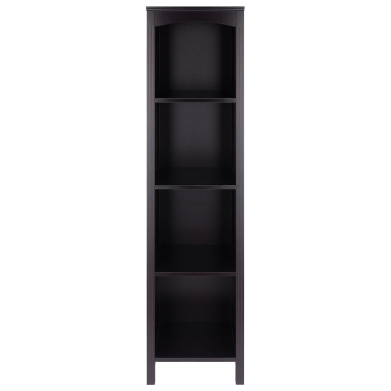 Pemberly Row 5-Tier Transitional Solid Wood Storage Shelf/Bookcase in Espresso
