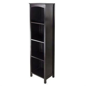 Pemberly Row 5-Tier Transitional Solid Wood Storage Shelf/Bookcase in Espresso