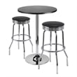 Pemberly Row 3-Piece Transitional Metal Wood/Metal Pub Set in Black/Chrome