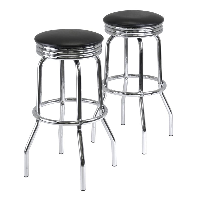 Pemberly Row 3-Piece Transitional Metal Wood/Metal Pub Set in Black/Chrome