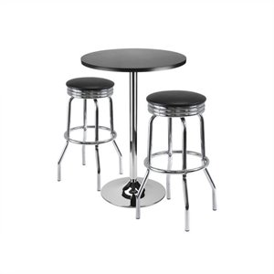 pemberly row 3 piece pub set with swivel bar stools in black