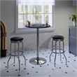 Pemberly Row 3-Piece Transitional Metal/Wood Pub Set in Black/Chrome