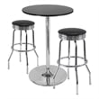 Pemberly Row 3-Piece Transitional Metal/Wood Pub Set in Black/Chrome