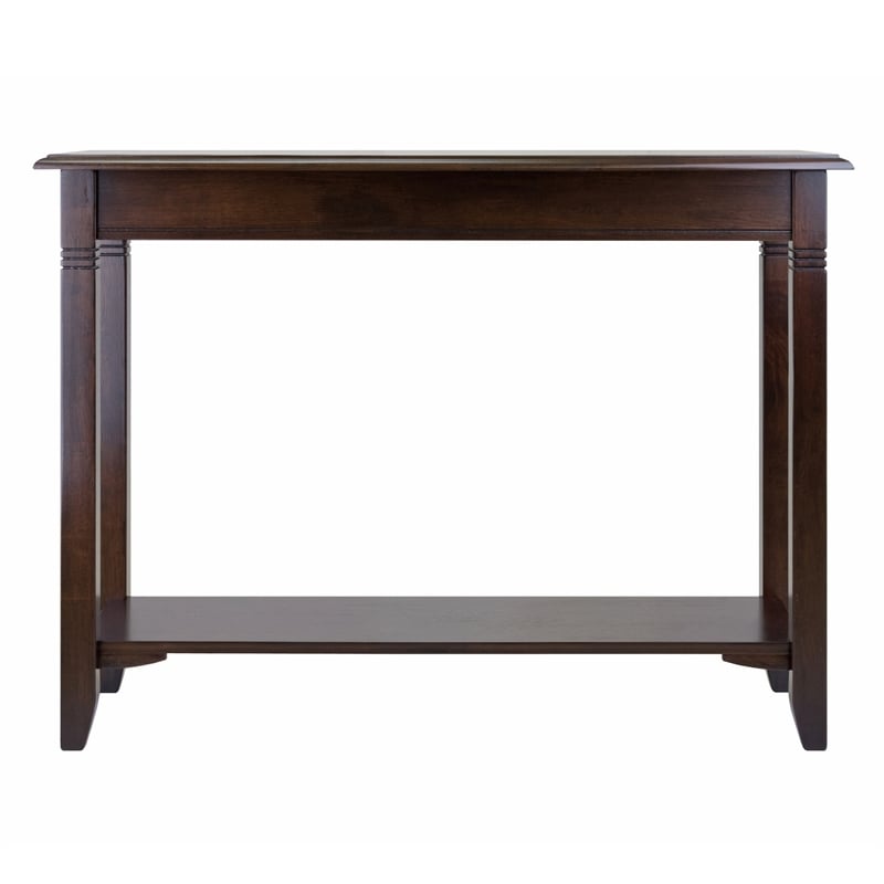 Pemberly Row Transitional Solid Wood Console Table with Drawer in Cappuccino