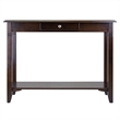 Pemberly Row Transitional Solid Wood Console Table with Drawer in Cappuccino