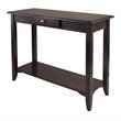 Pemberly Row Transitional Solid Wood Console Table with Drawer in Cappuccino