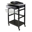 Pemberly Row Transitional Solid Wood Utility Kitchen Cart in Black