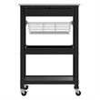 Pemberly Row Transitional Solid Wood Utility Kitchen Cart in Black