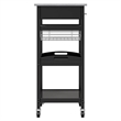 Pemberly Row Transitional Solid Wood Utility Kitchen Cart in Black