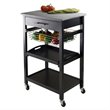 Pemberly Row Transitional Solid Wood Utility Kitchen Cart in Black