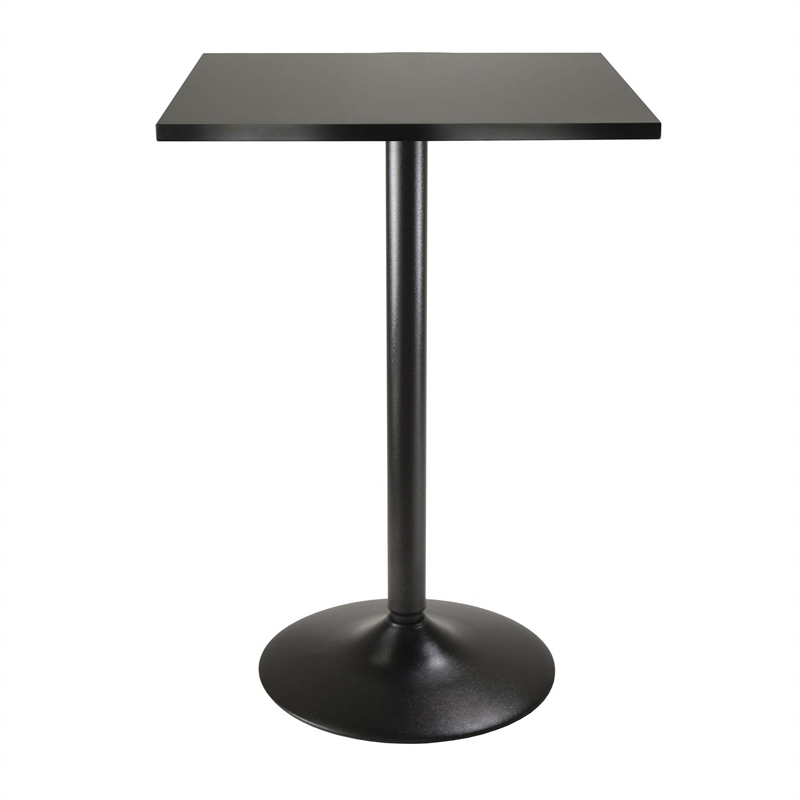 Pemberly Row Square Transitional Wood/Metal Pub Table in Black