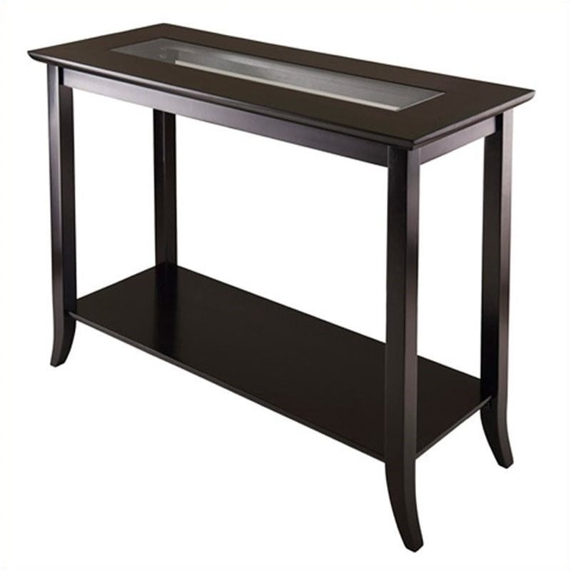 Pemberly Row Rectangular Transitional Solid Wood Console Table in Dark Espresso