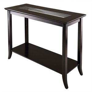 Pemberly Row Rectangular Transitional Solid Wood Console Table in Dark Espresso