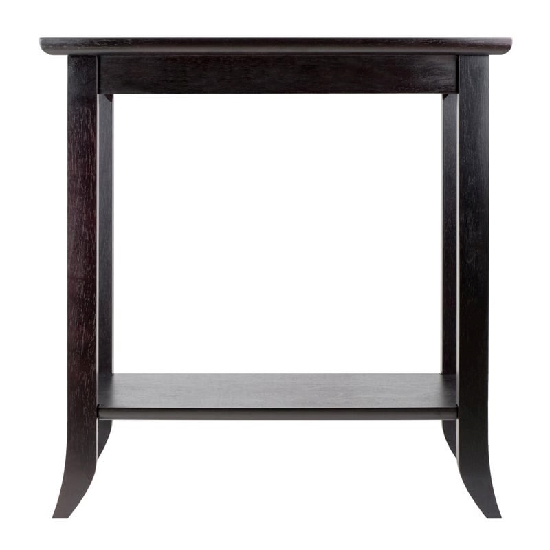 Pemberly Row Rectangular Solid Wood End Table with Glass Top in Dark Espresso
