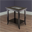 Pemberly Row Rectangular Solid Wood End Table with Glass Top in Dark Espresso