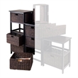Pemberly Row Solid Wood Storage Rack w/ 4 Foldable Baskets in Black/Chocolate