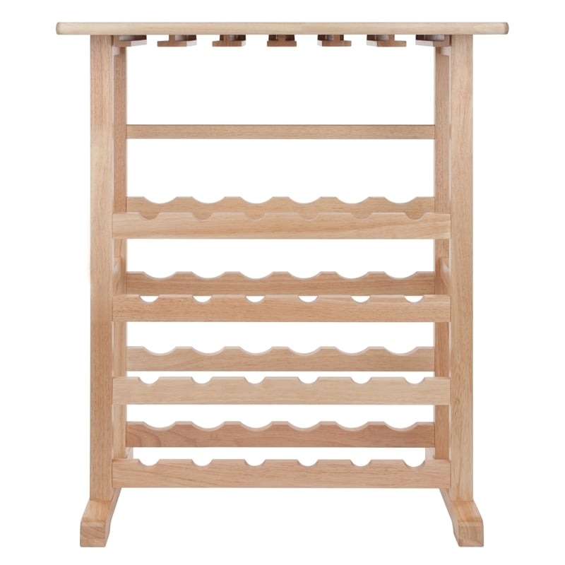 Pemberly Row 24-Bottle Transitional Solid Wood Wine Rack in Natural
