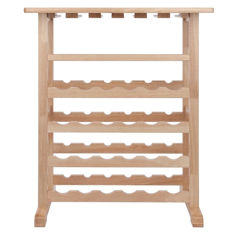 Pemberly Row 24-Bottle Transitional Solid Wood Wine Rack in Natural