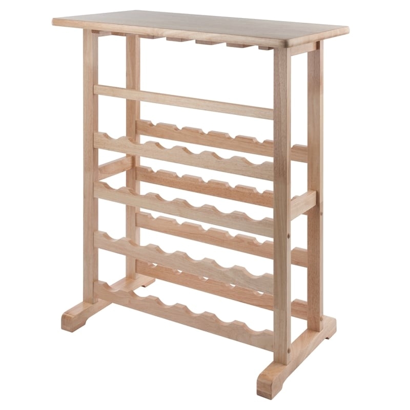 Pemberly Row 24-Bottle Transitional Solid Wood Wine Rack in Natural