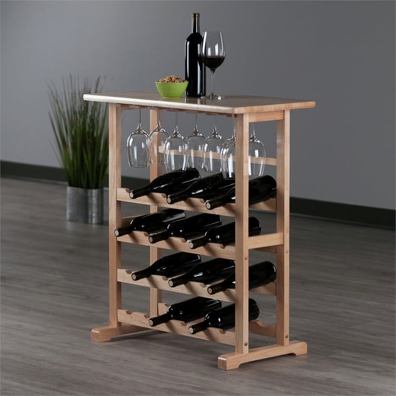 Pemberly Row 24-Bottle Transitional Solid Wood Wine Rack in Natural
