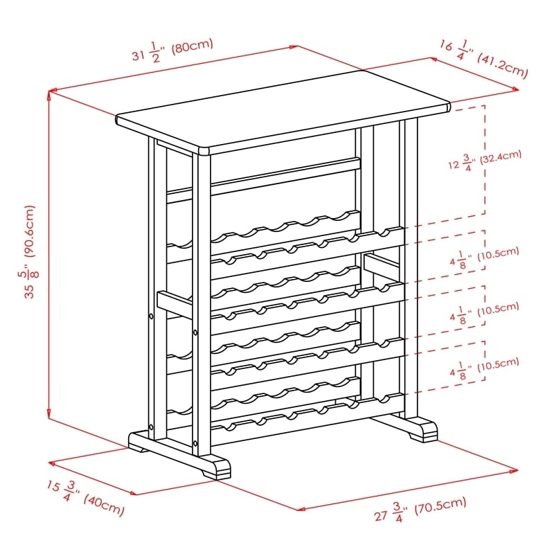 Pemberly Row 24-Bottle Transitional Solid Wood Wine Rack in Natural